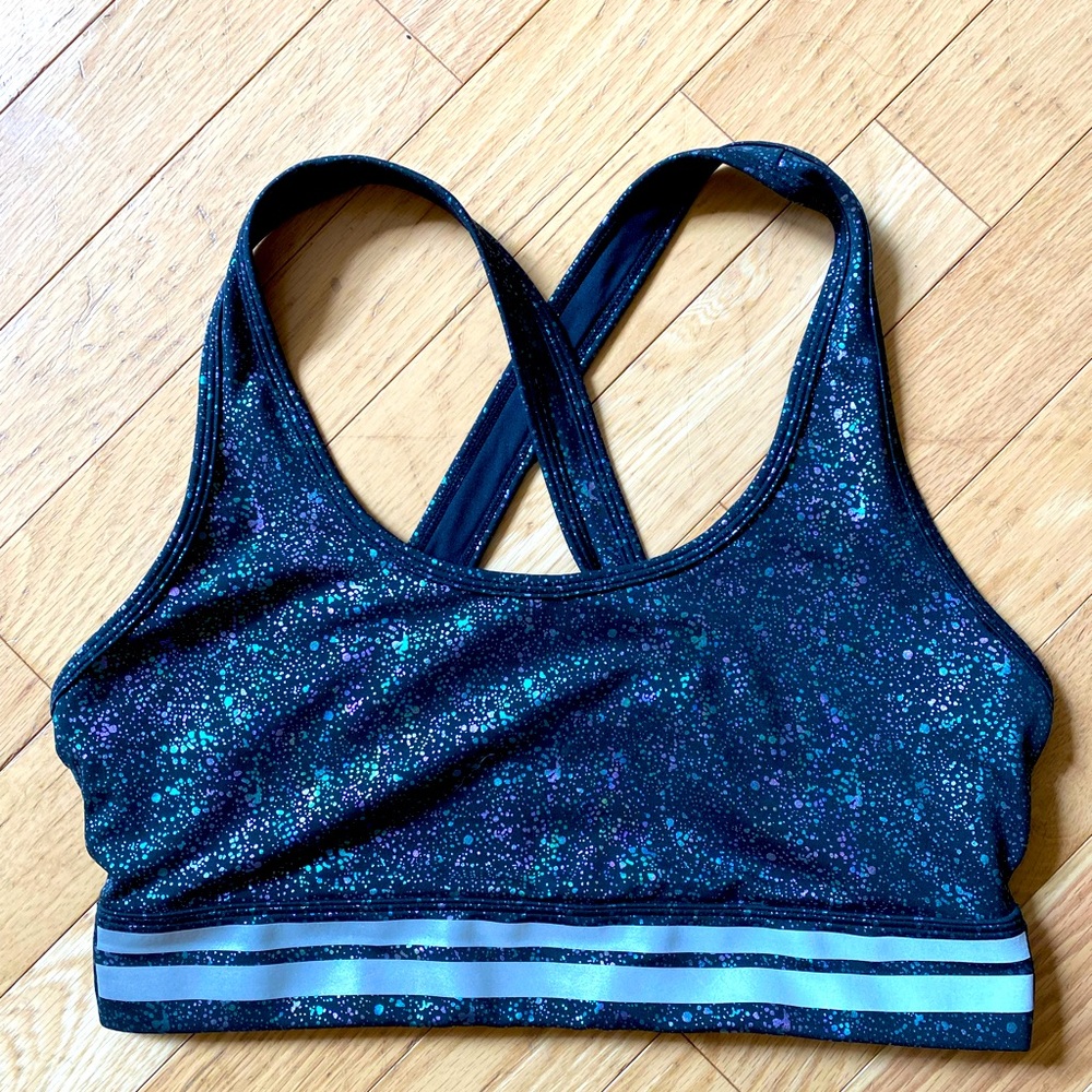 Zyia Black Reflective Mirage Light and Tight Cross Strap Sports Bra - L.